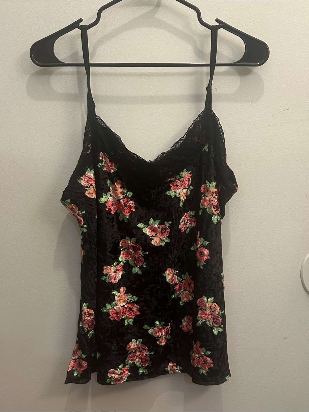 vintage no boundaries floral velvet lace cami